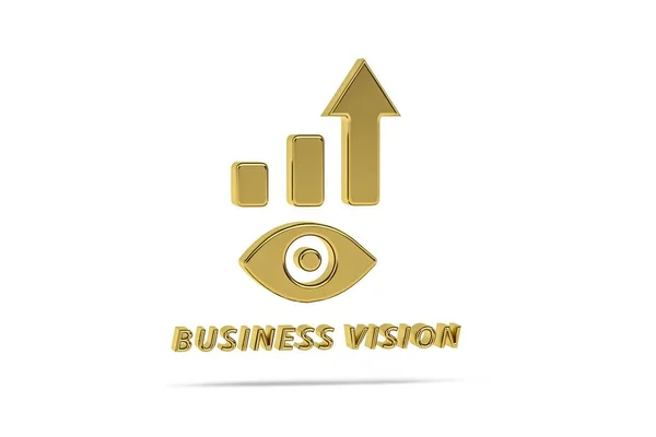 Golden 3d business vision icon isolated on white background - 3d render
