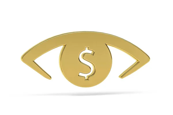 Golden Business Vision Icon Isolated White Background Render — Stock Photo, Image
