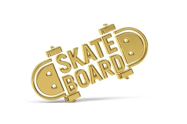 Golden Skateboard Ikon Isolerad Vit Bakgrund Render — Stockfoto
