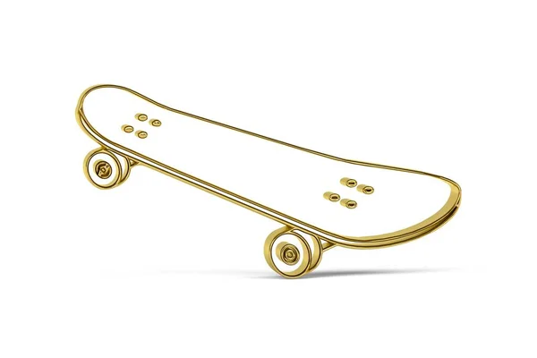 白い背景に隔離されたゴールデン3Dスケートボードアイコン 3Dレンダリング — ストック写真
