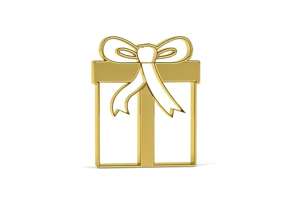 Ícone Caixa Decorativa Dourado Isolado Fundo Branco Renderização — Fotografia de Stock