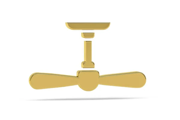 Golden Icona Ventilatore Soffitto Isolato Sfondo Bianco Rendering — Foto Stock