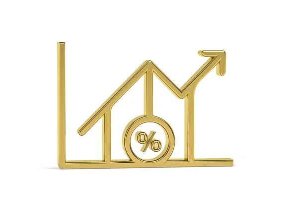 Golden Interest Rate Icon Isolated White Background Render — Stock Photo, Image