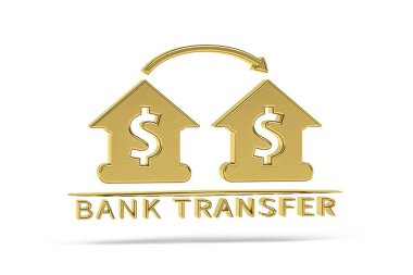 Altın 3d para aktarım simgesi beyaz arkaplanda izole edildi - 3d oluşturma