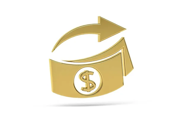 Oro Icono Transferencia Dinero Aislado Sobre Fondo Blanco Render —  Fotos de Stock