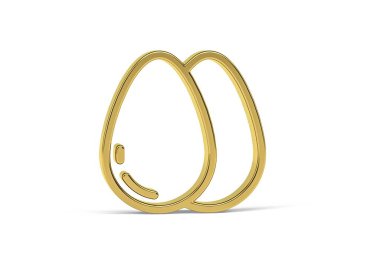 Beyaz arkaplanda izole edilmiş altın 3d yumurta simgesi - 3D görüntüleme