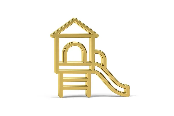 Goldenes Spielplatzsymbol Isoliert Auf Weißem Hintergrund Renderer — Stockfoto