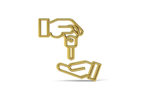 Golden House Deal Icon Isolated White Background Render — Stock Photo, Image