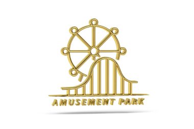 Beyaz arkaplanda izole edilmiş Altın 3d lunapark simgesi - 3d oluşturma