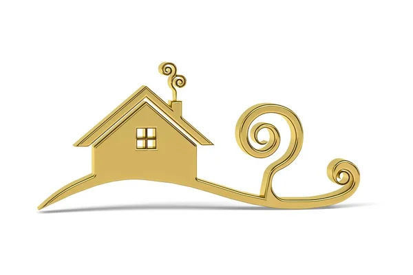 Golden Eco Home Icoon Geïsoleerd Witte Achtergrond Render — Stockfoto