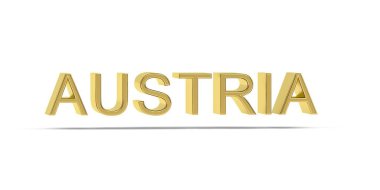 Altın 3D Avusturya yazıtları beyaz arkaplanda izole edildi - 3D oluşturma