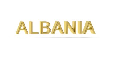 Altın 3D Arnavutluk yazıtları beyaz arkaplanda izole edildi - 3D biçimlendirme