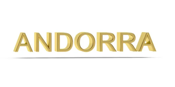 Golden Andorre Inscription Isolée Sur Fond Blanc Rendu — Photo