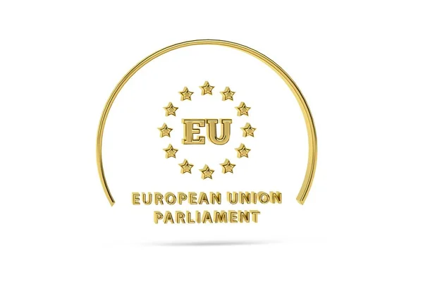 Icône Dorée Parlement Européen Isolée Sur Fond Blanc Rendu — Photo