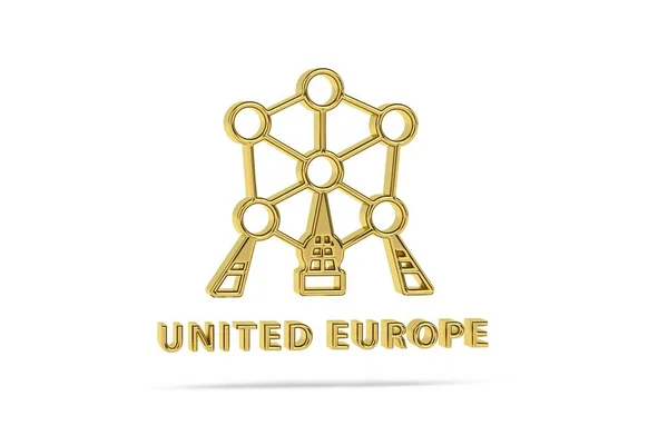 Golden European Parliament Icon Isolated White Background Render — Stock Photo, Image
