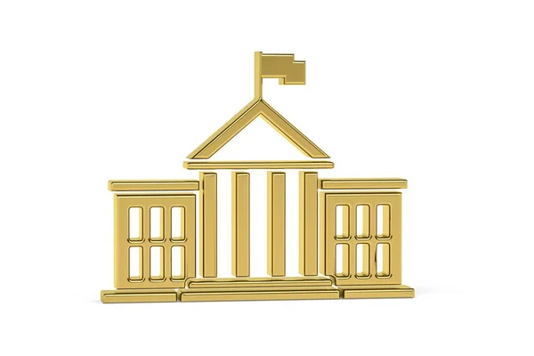 Goldenes Symbol Des Europäischen Parlaments Isoliert Auf Weißem Hintergrund Renderer — Stockfoto