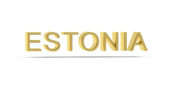 Goldene Estland Inschrift Isoliert Auf Weißem Hintergrund Render — Stockfoto