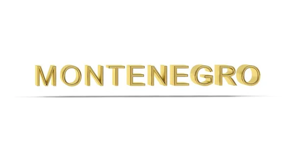 Goldene Montenegro Inschrift Isoliert Auf Weißem Hintergrund Render — Stockfoto