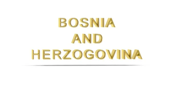 Goldene Bosnien Und Herzogowina Inschrift Isoliert Auf Weißem Hintergrund Render — Stockfoto