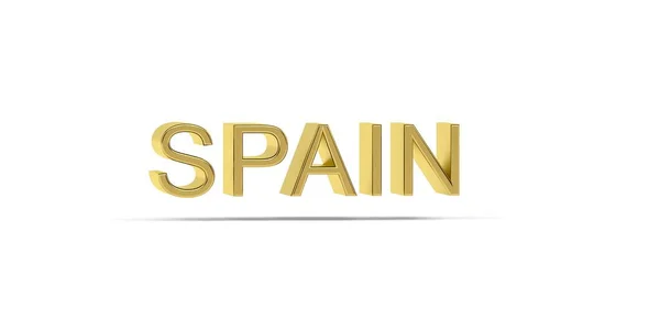 Inscripción Golden España Aislada Sobre Fondo Blanco Render — Foto de Stock