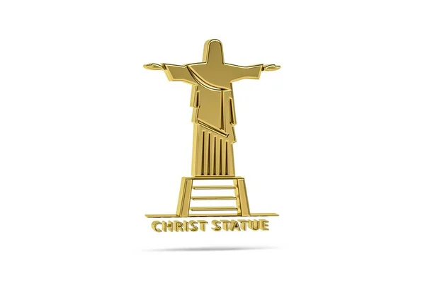 Golden 3d monument icon isolated on white background - 3d render