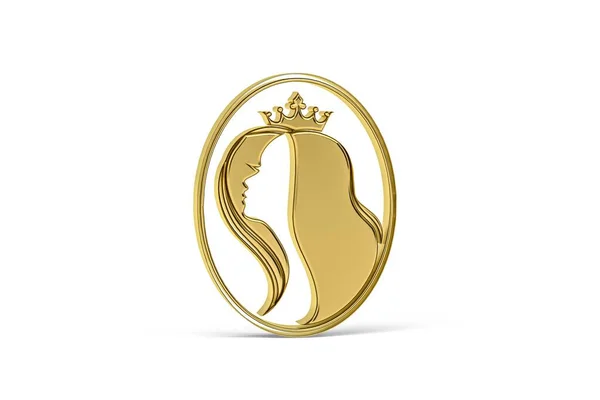 Golden Princezna Ikona Izolované Bílém Pozadí Vykreslení — Stock fotografie