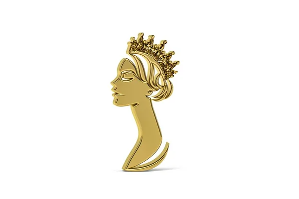 Golden Princess Icon Isolated White Background Render — Stock Photo, Image