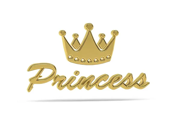 Goldenes Prinzessin Symbol Isoliert Auf Weißem Hintergrund Renderer — Stockfoto
