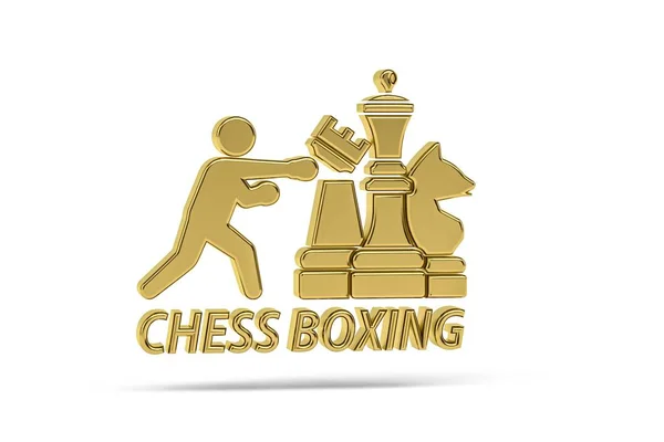 Golden Schack Boxning Ikon Isolerad Vit Bakgrund Render — Stockfoto