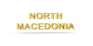 Altın 3D Kuzey Makedonya yazıtları beyaz zemin üzerinde izole edildi - 3D oluşturma