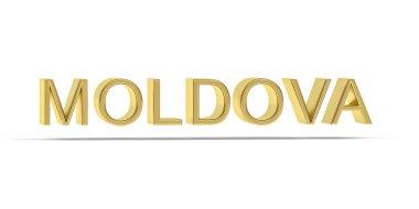 Altın 3D Moldova yazıtları beyaz arkaplanda izole edildi - 3B oluşturma