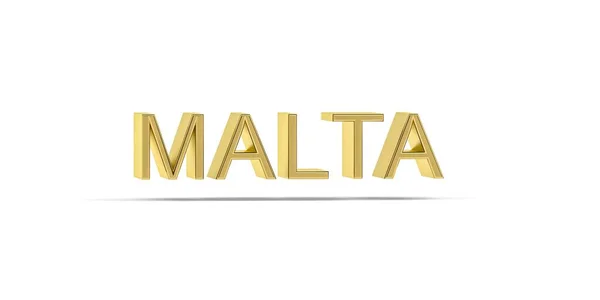 Goldene Malta Inschrift Isoliert Auf Weißem Hintergrund Render — Stockfoto