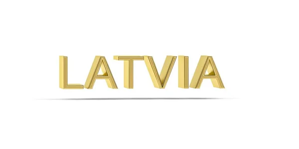 Golden Łotwa Napis Izolowany Białym Tle Renderowanie — Zdjęcie stockowe