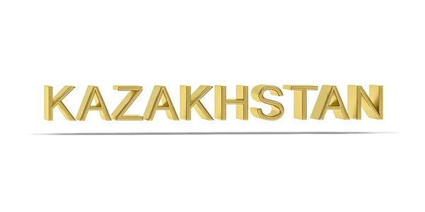 Goldene Kasachstan Inschrift Isoliert Auf Weißem Hintergrund Render — Stockfoto