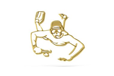 Beyaz arkaplanda izole edilmiş 3D su altı hokeyi simgesi - 3D görüntüleme