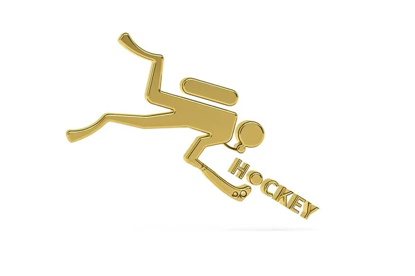 Золотой Подводный Хоккей Икона Изолированы Белом Фоне Рендеринг — стоковое фото