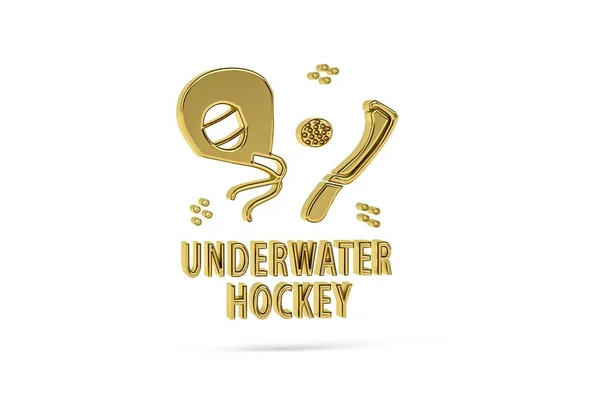 Golden Underwater Hockey Icon Isolated White Background Render — Stock Photo, Image