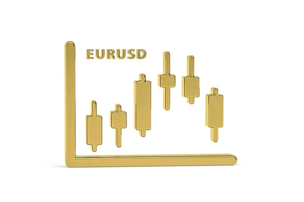 Golden Ljusstake Diagram Ikon Isolerad Vit Bakgrund Render — Stockfoto