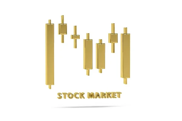 Golden Candlestick Chart Icon Isolated White Background Render — Stock Photo, Image