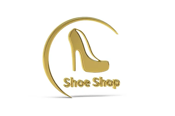 Icono Tienda Zapatos Oro Aislado Sobre Fondo Blanco Render —  Fotos de Stock