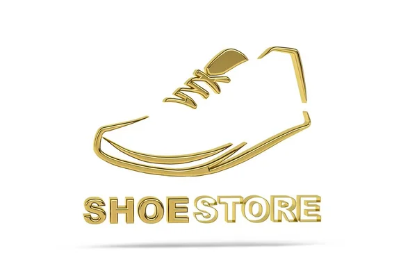 Golden Schoenen Winkel Pictogram Geïsoleerd Witte Achtergrond Render — Stockfoto