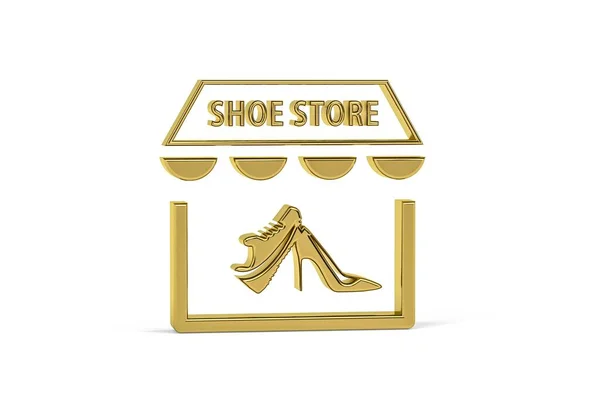 Ikon Toko Sepatu Emas Diisolasi Dengan Latar Belakang Putih Render — Stok Foto