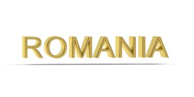 Altın 3D Romanya yazıtları beyaz arkaplanda izole edildi - 3D oluşturma