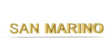Altın 3D San Marino yazıtları beyaz arka planda izole edildi - 3D oluşturma