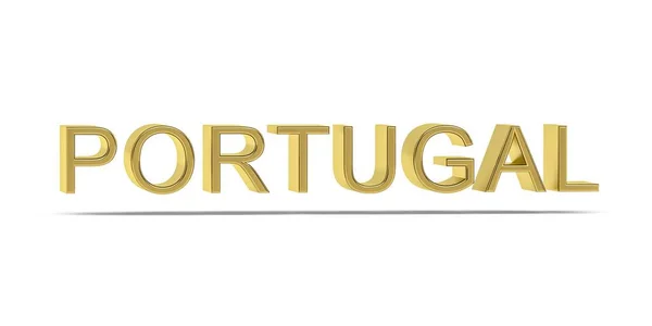 白い背景に隔離された黄金の3Dポルトガル碑文 3Dレンダリング — ストック写真