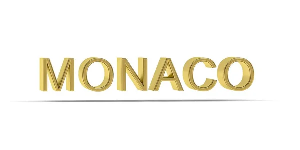 Goldene Monaco Inschrift Isoliert Auf Weißem Hintergrund Renderer — Stockfoto