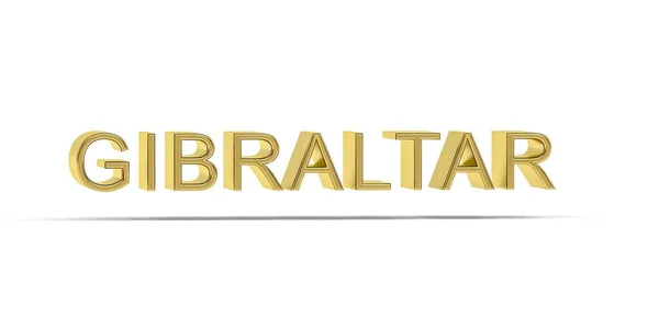 Golden Gibraltar Inscriptie Geïsoleerd Witte Achtergrond Render — Stockfoto