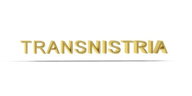 Altın 3D Transnistria yazıtları beyaz arkaplanda izole edildi - 3D oluşturma