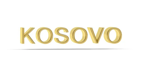 Golden Kosovo Inscription Isolée Sur Fond Blanc Rendu — Photo