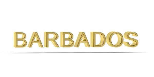 Golden Barbados Inscriptie Geïsoleerd Witte Achtergrond Render — Stockfoto